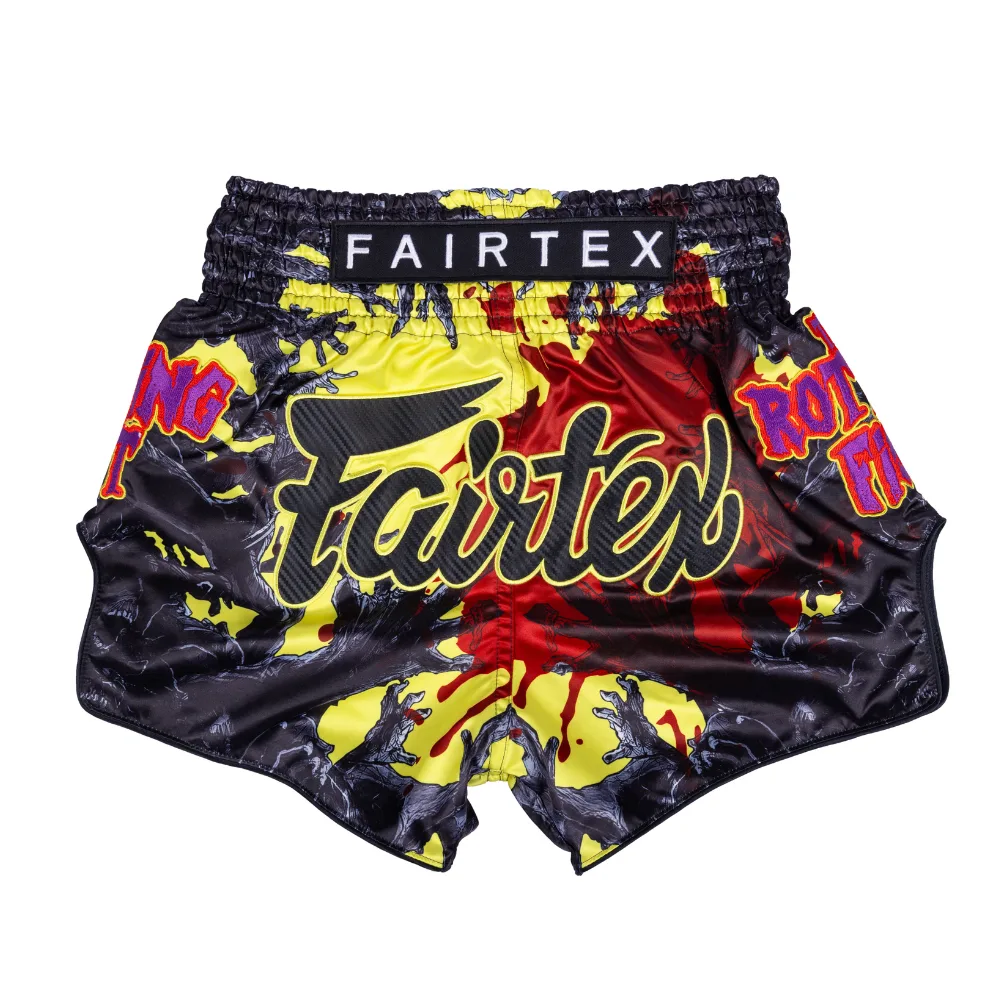 Fairtex Muay Thai Шорти Rotting Fist с уникален дизайн и жълти акценти