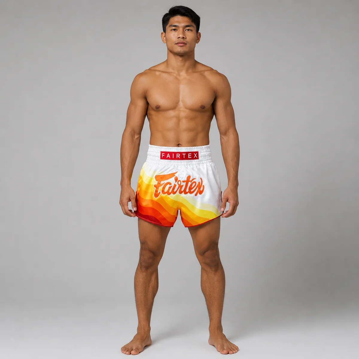 Fairtex Muay Thai шорти Spectrum BS1932 – бяло и червено, задна част