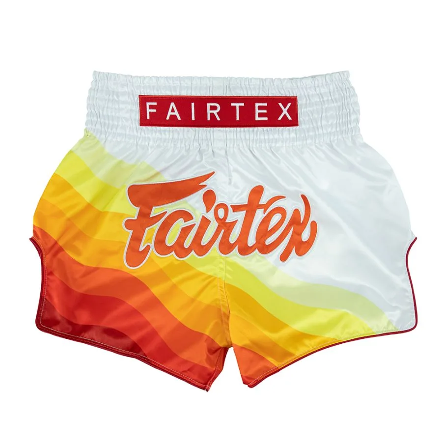 Fairtex Muay Thai шорти Spectrum BS1932 в бяло и червено, предна част
