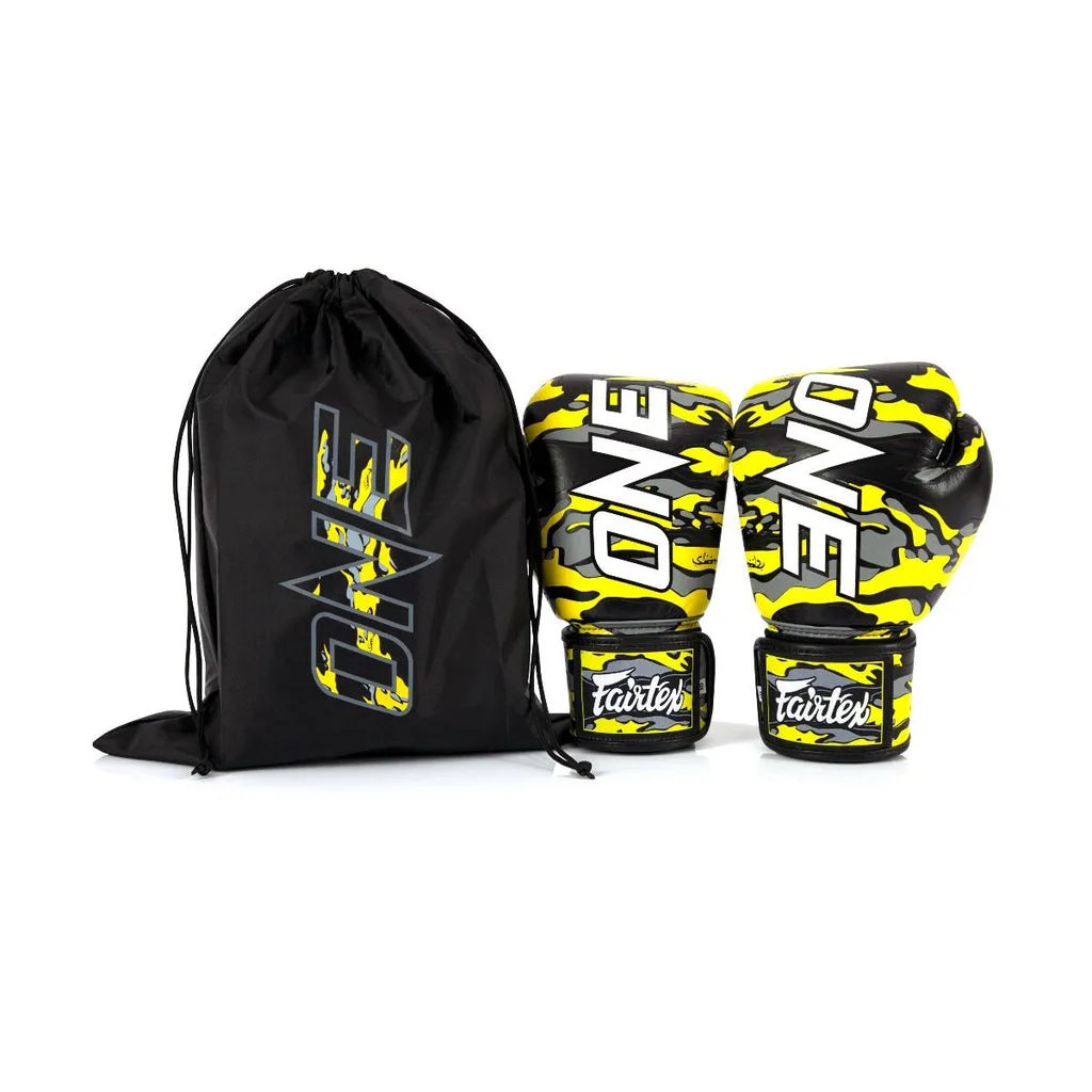 Fairtex ONE X Mr.Sabotage Black/Yellow боксови ръкавици с уникален дизайн