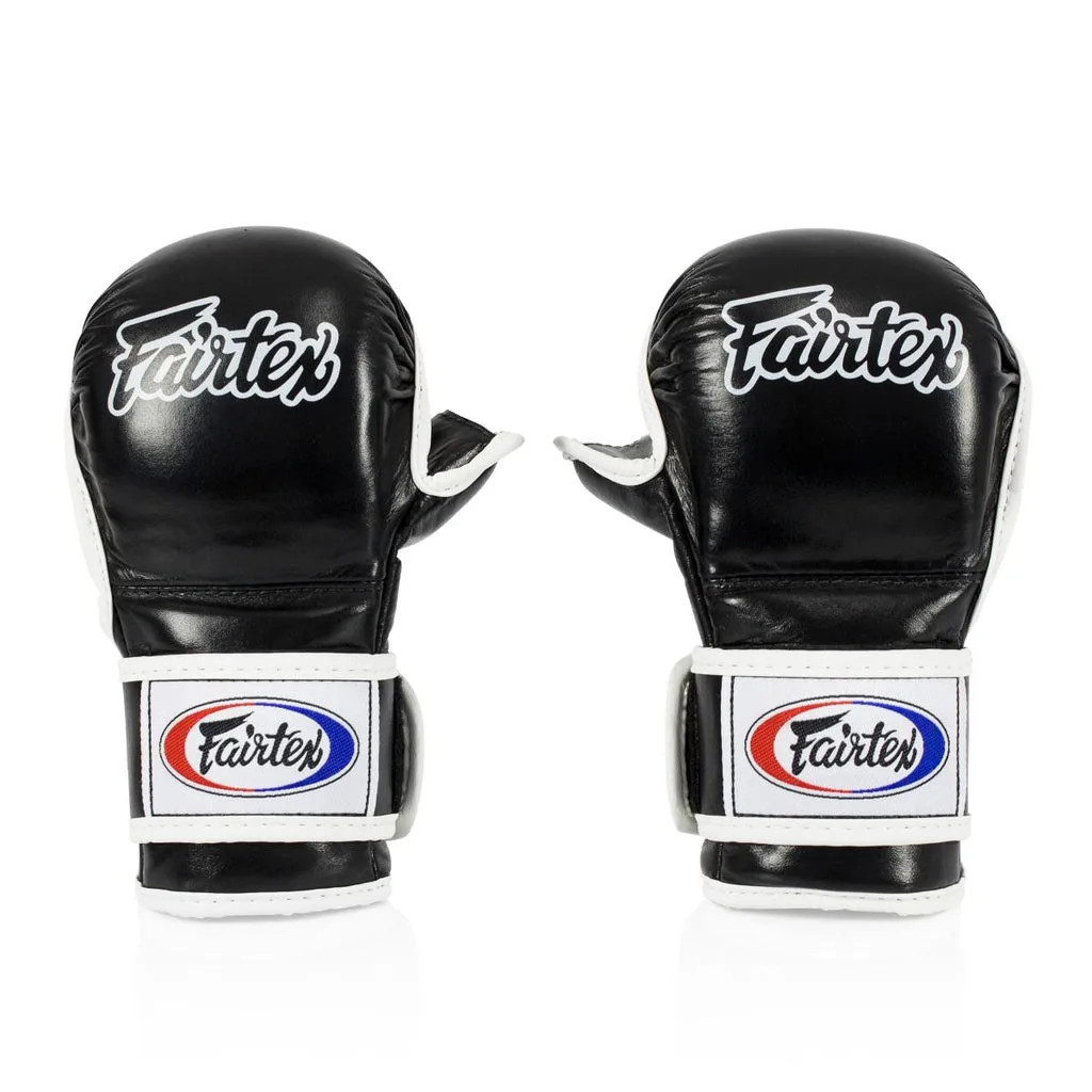 Fairtex Open Palm Sparring Gloves FGV15 - Double Wrist Wrap Closure — Black