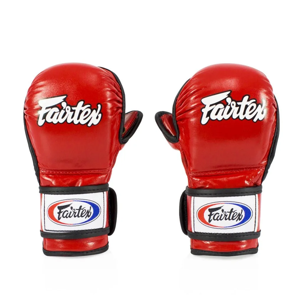 Fairtex Open Palm Sparring Gloves FGV15 - Double Wrist Wrap Closure — Red