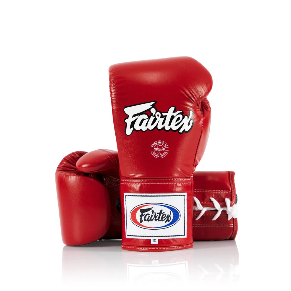 Червени състезателни боксови ръкавици Fairtex BGL6 с фиксиран палец
