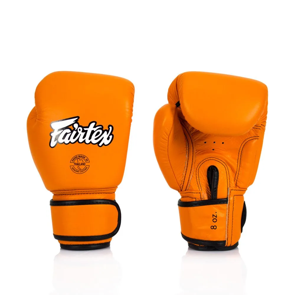 Оранжеви дамски боксови ръкавици Fairtex BGV16 от естествена кожа, с логото на Fairtex