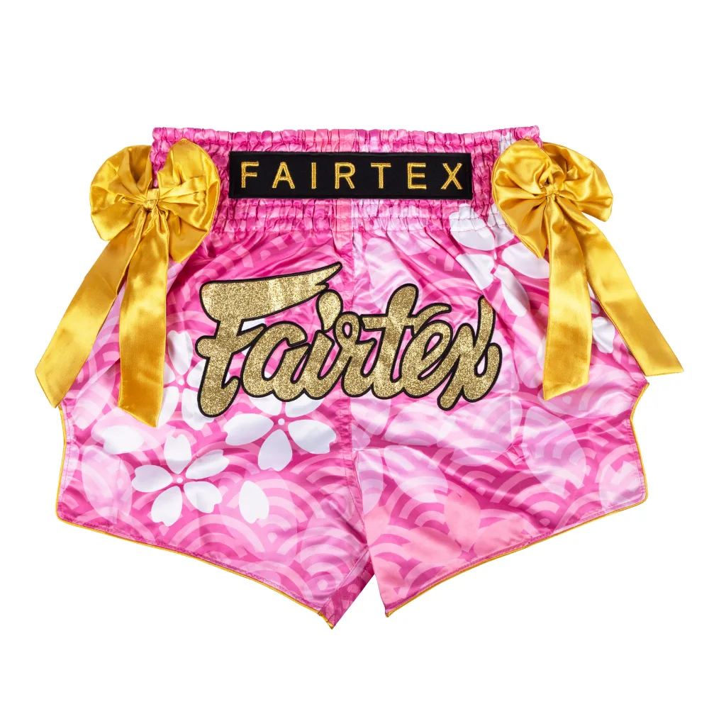 Розови шорти за Муай Тай Fairtex Sakura с уникален дизайн и панделки