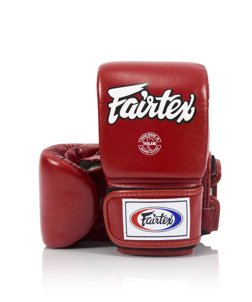 Червени ръкавици Fairtex TGO3 с отворен палец за тренировка на чувал