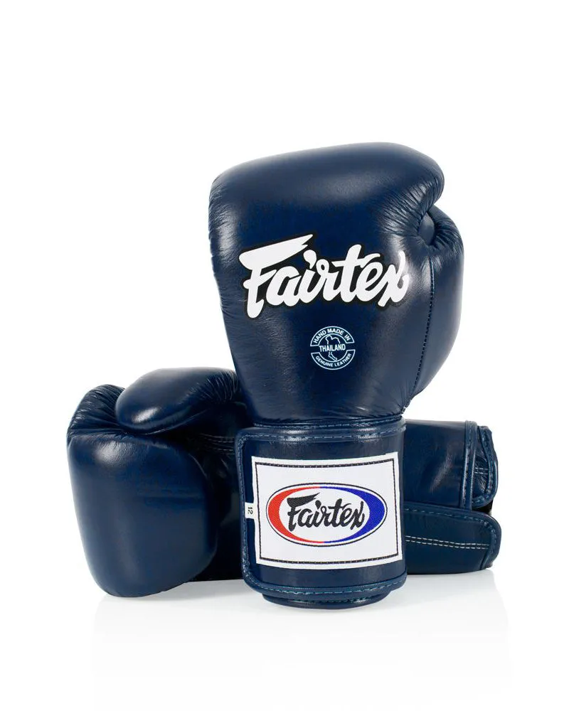 Сини боксови ръкавици Fairtex BGV5 Locked Thumb, изглед отпред