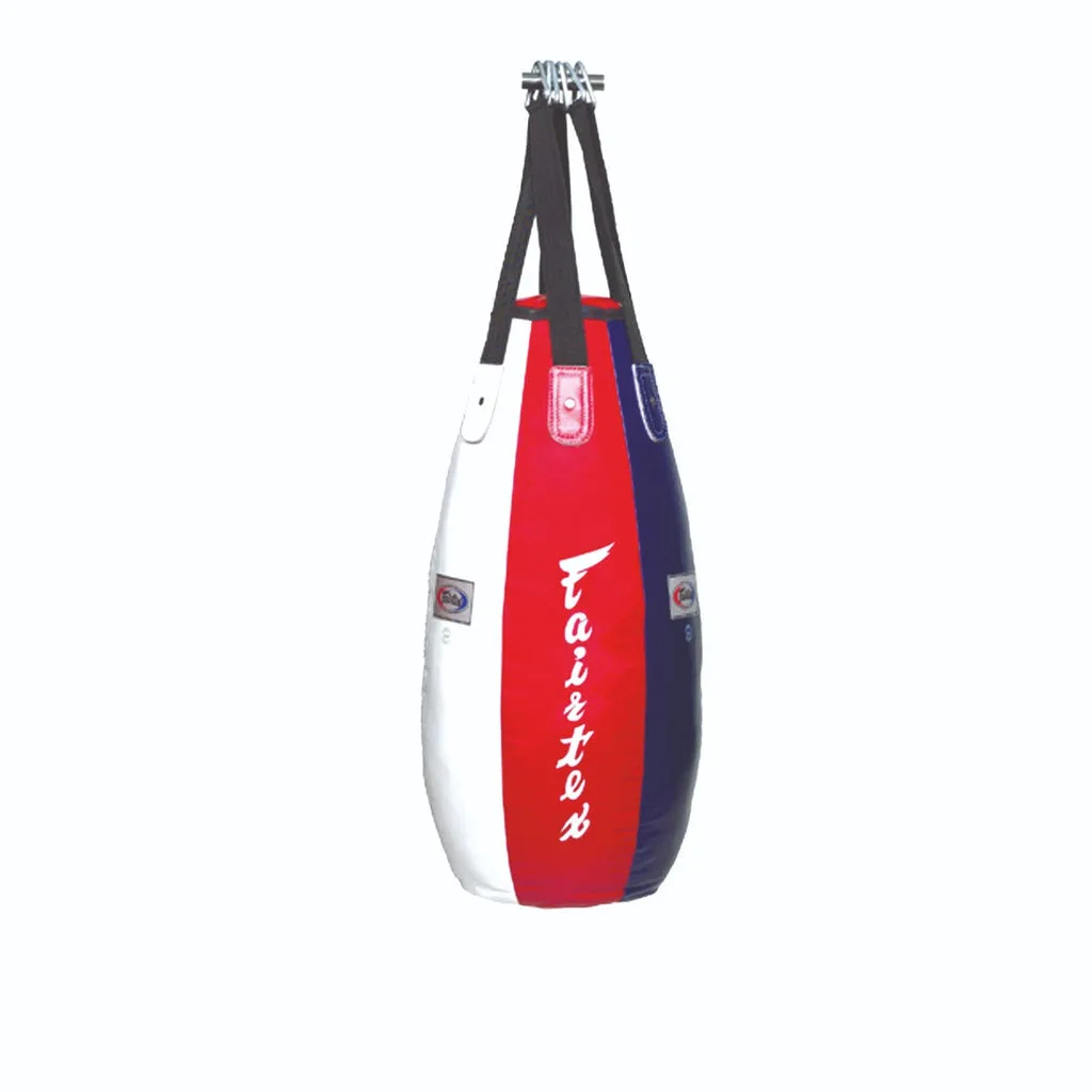 Fairtex Tear Drop Heavy Bag HB4 – черен боксов чувал във формата на сълза, окачен и готов за тренировка