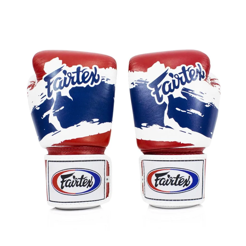 Бели боксови ръкавици Fairtex BGV1 Thai Pride с елементи от тайландския флаг