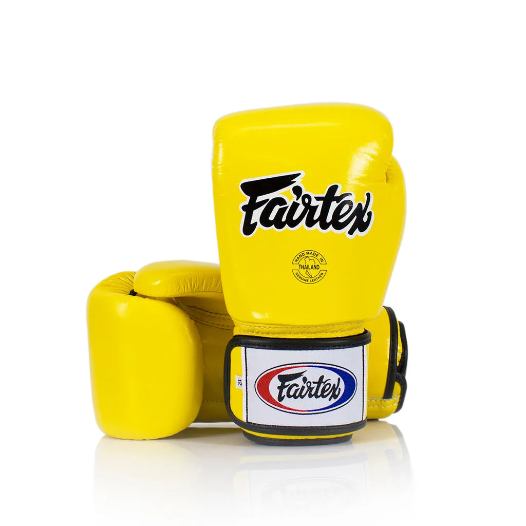 Жълти боксови ръкавици Fairtex Universal Gloves Tight-Fit BGV1, показани отпред