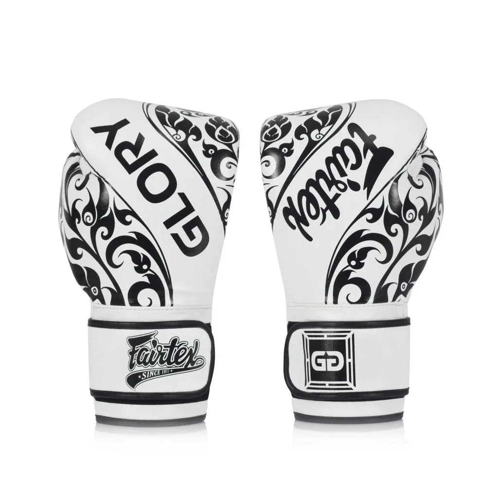 Fairtex x Glory Kickboxing Gloves BGVG2 - Бели боксови ръкавици с велкро