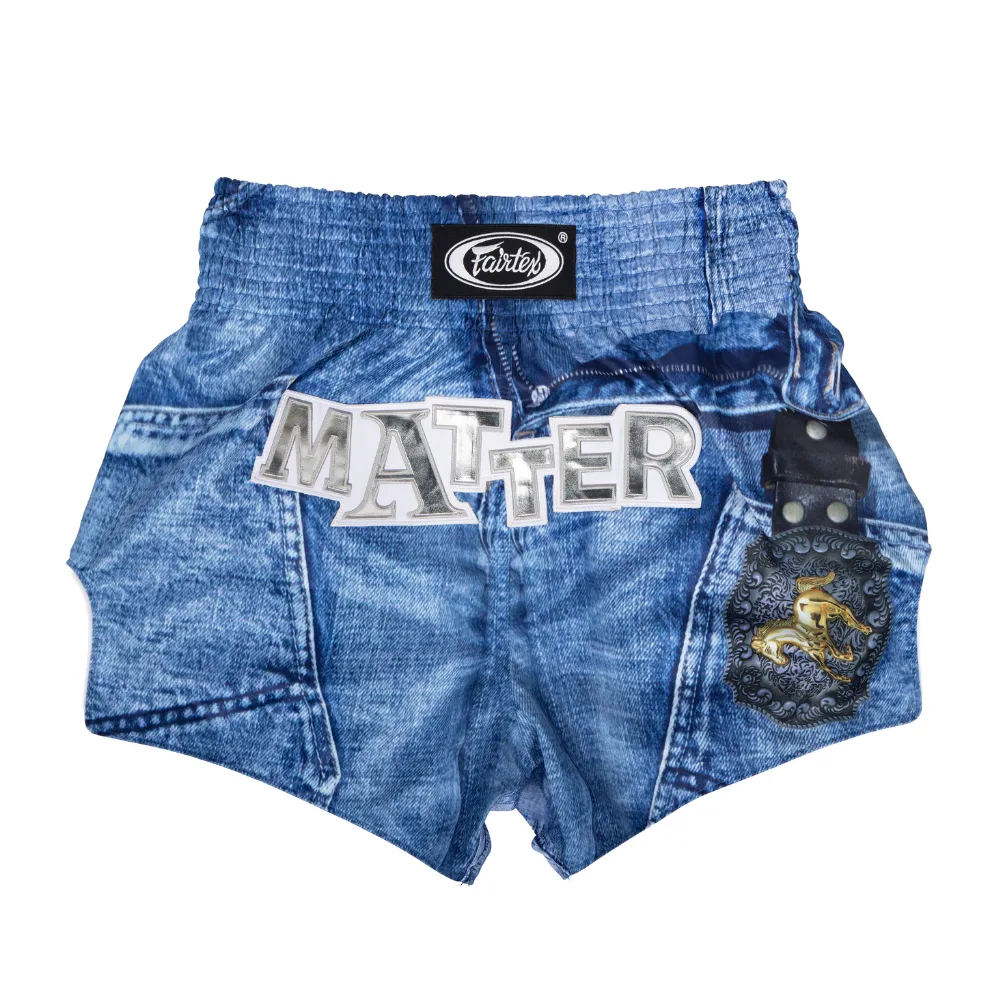 Fairtex x MATTER MAKERS Western Denim шорти за муай тай с деним принт