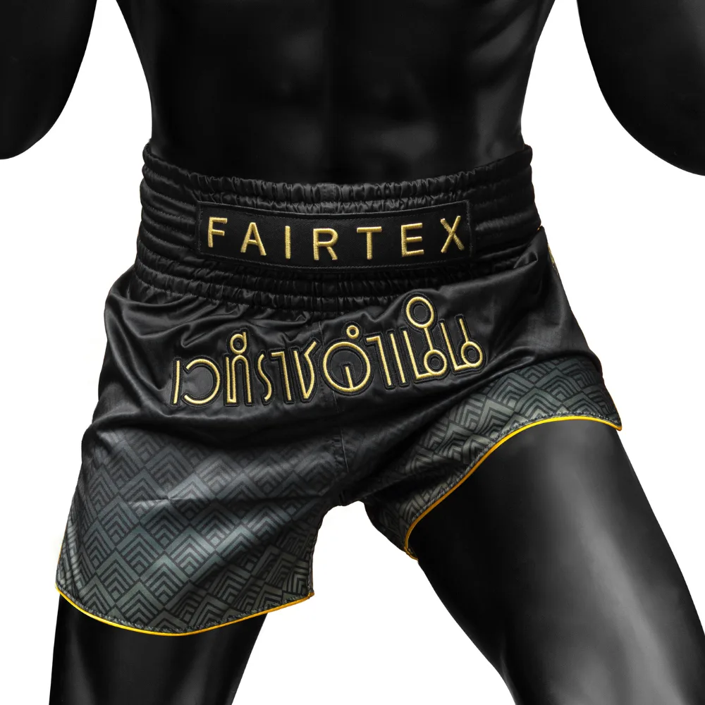 Fairtex x Rajadamnern BS-RAJ04 Шорти за Муай Тай - Черно/Златно с детайли от стадион Раджадамнерн