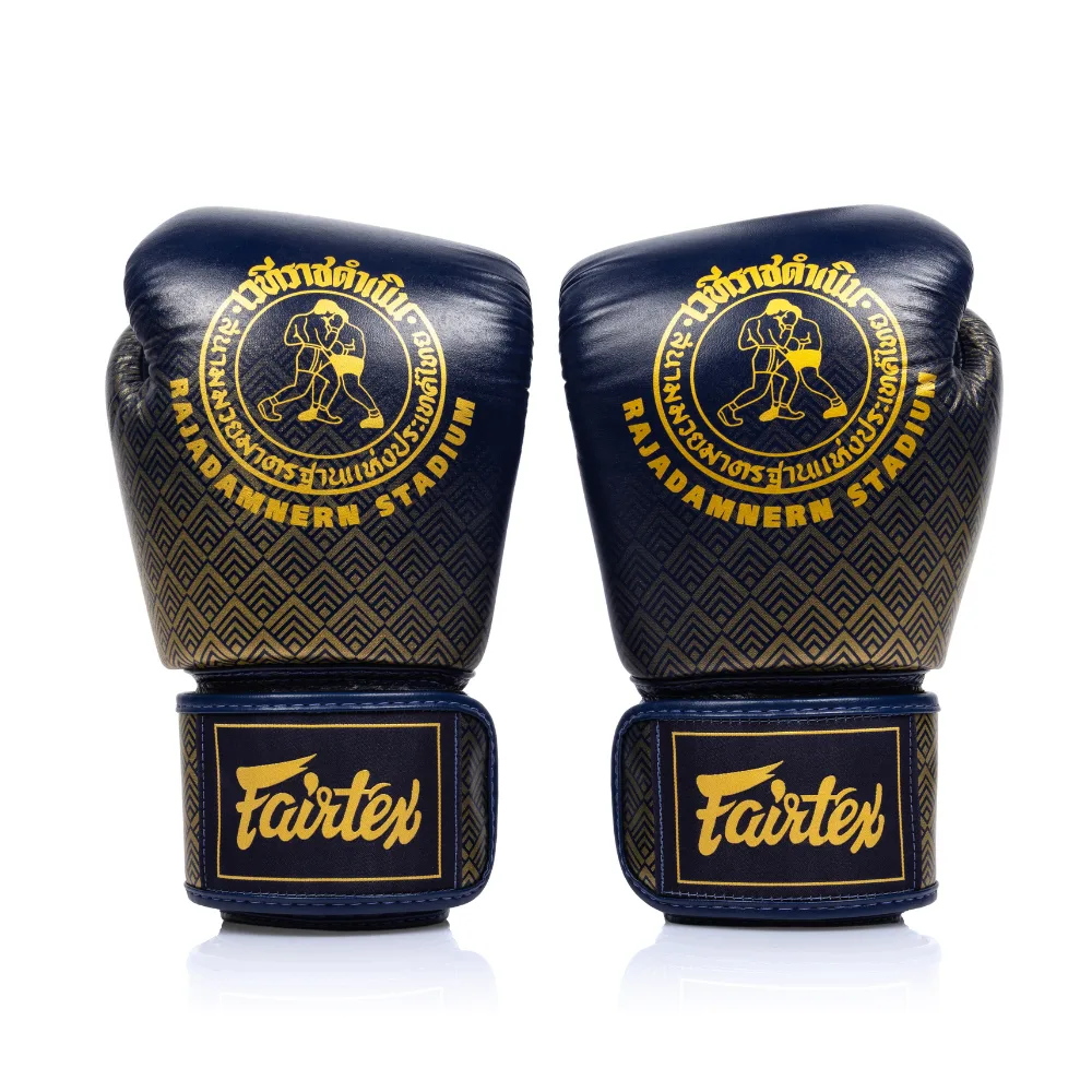 Fairtex X Rajadamnern Premium Боксови Ръкавици BGV-RAJADAMNERN — Navy Blue/Gold