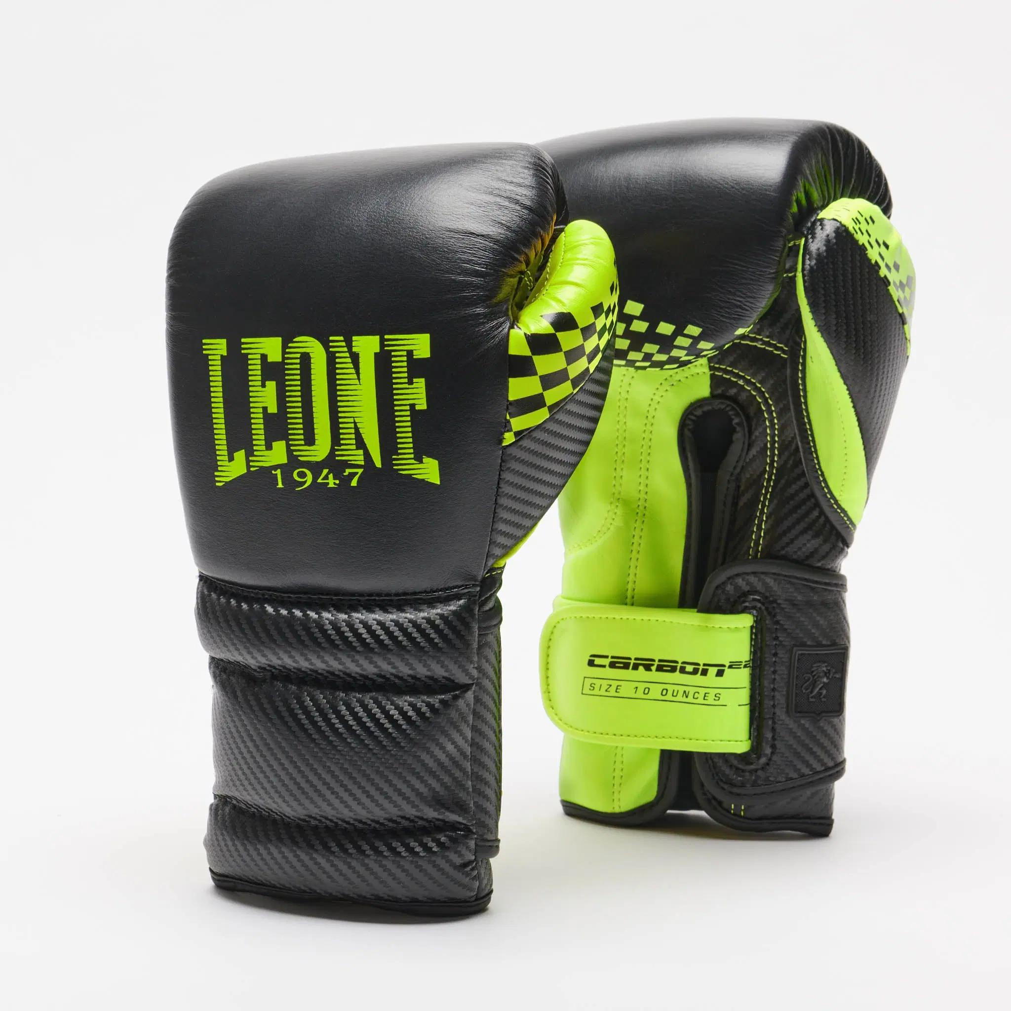 Leone - BOXING GLOVES CARBON22 GN222 - Black/Neo Green преден изглед