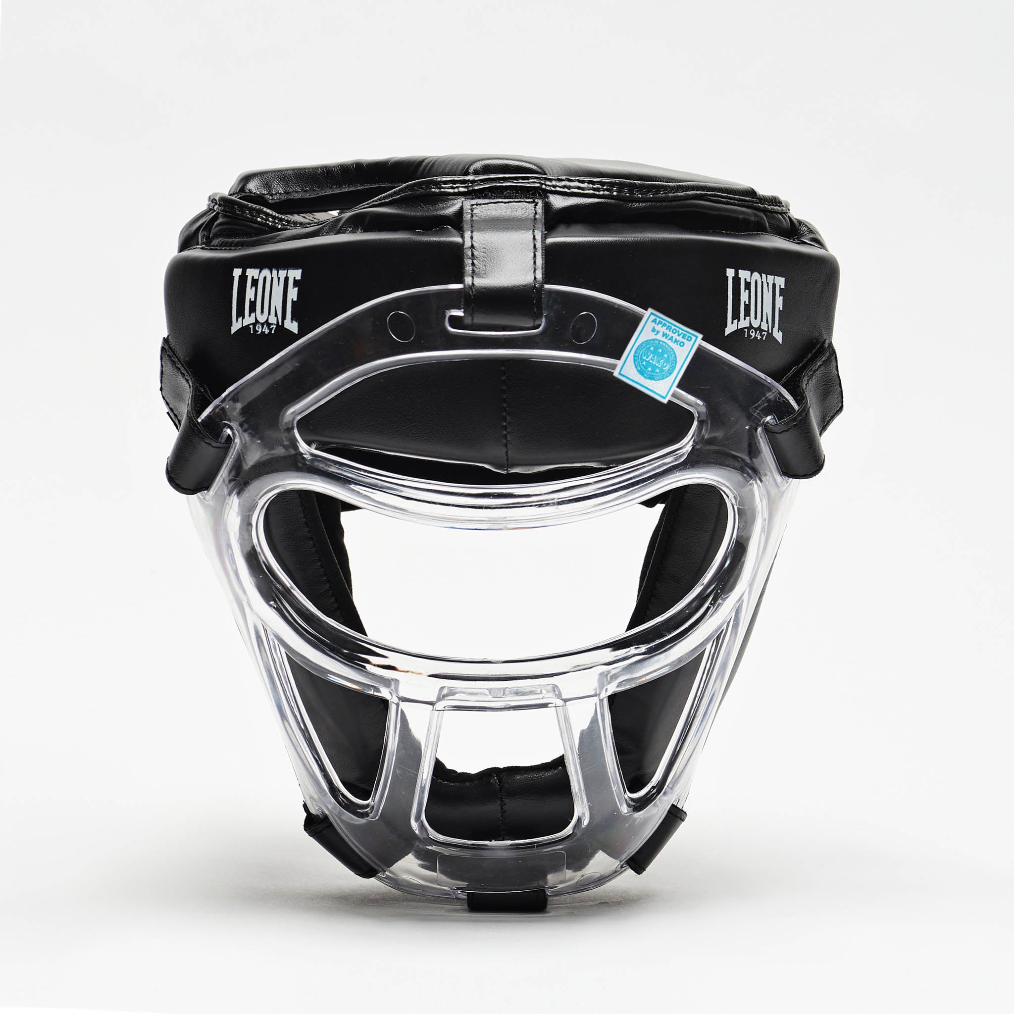 Leone 1947 Plastic Pad WAKO Approved Headgear - Black, преден изглед