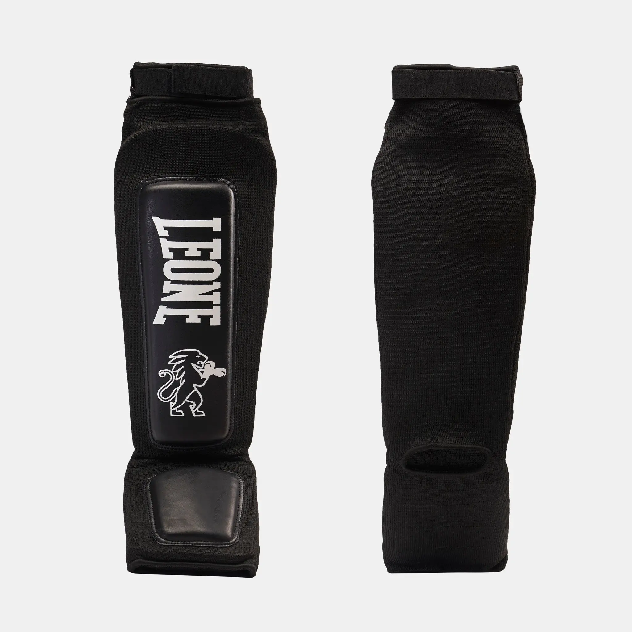 Leone - Протектори за крака - DEFENDER SHINGUARDS PT120 - Black, преден изглед с лого
