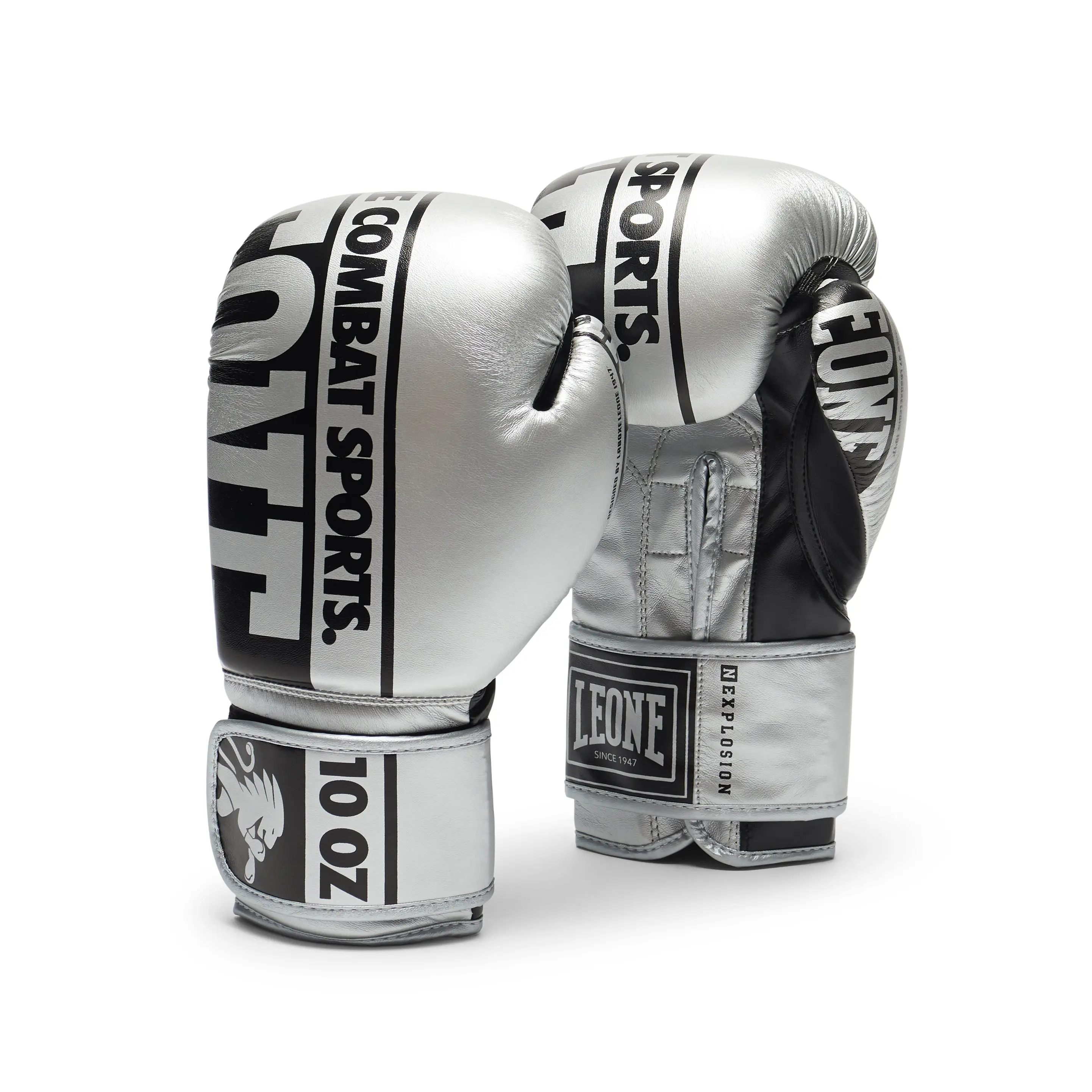 Leone - NEXPLOSION BOXING GLOVES GN322 - Silver/Black преден изглед