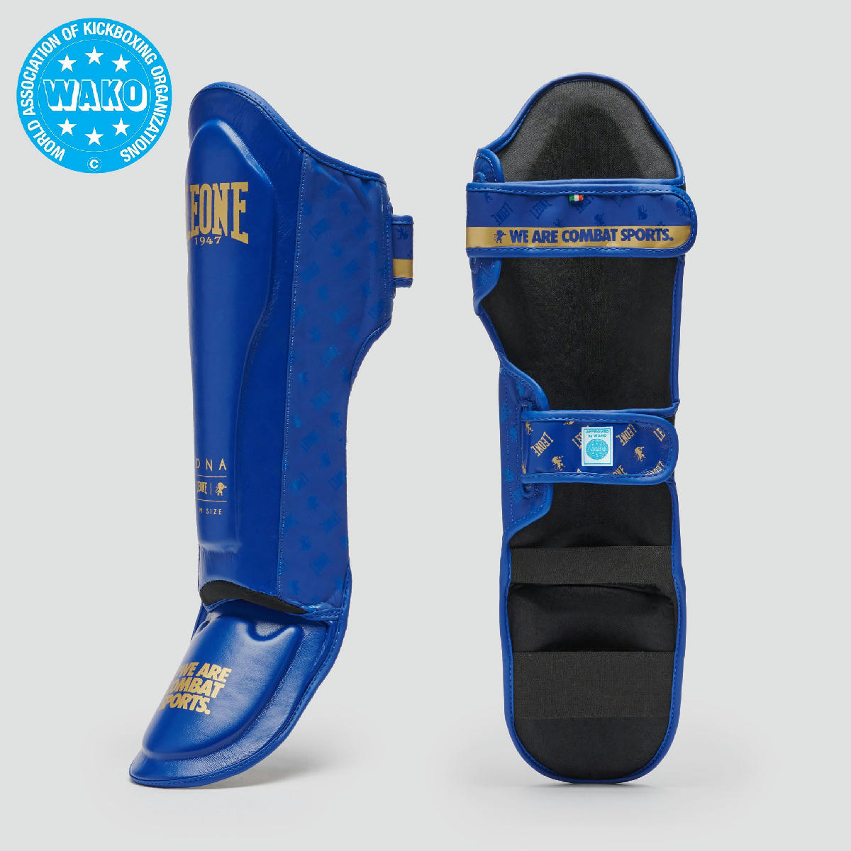 Leone 1947 DNA WAKO Approved Shin Guards - Blue преден изглед