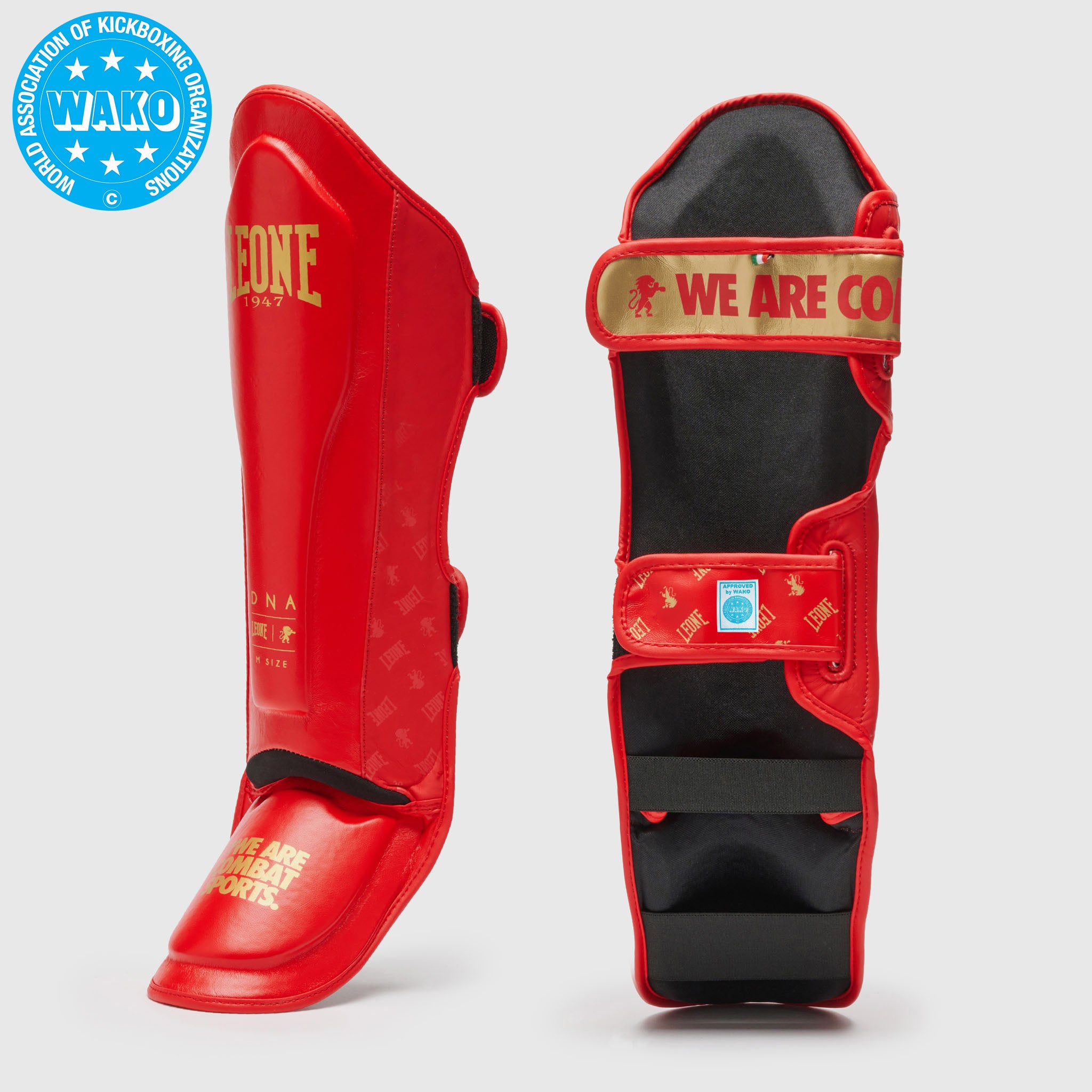 Leone 1947 DNA WAKO Approved Shin Guards PT177W - Red
