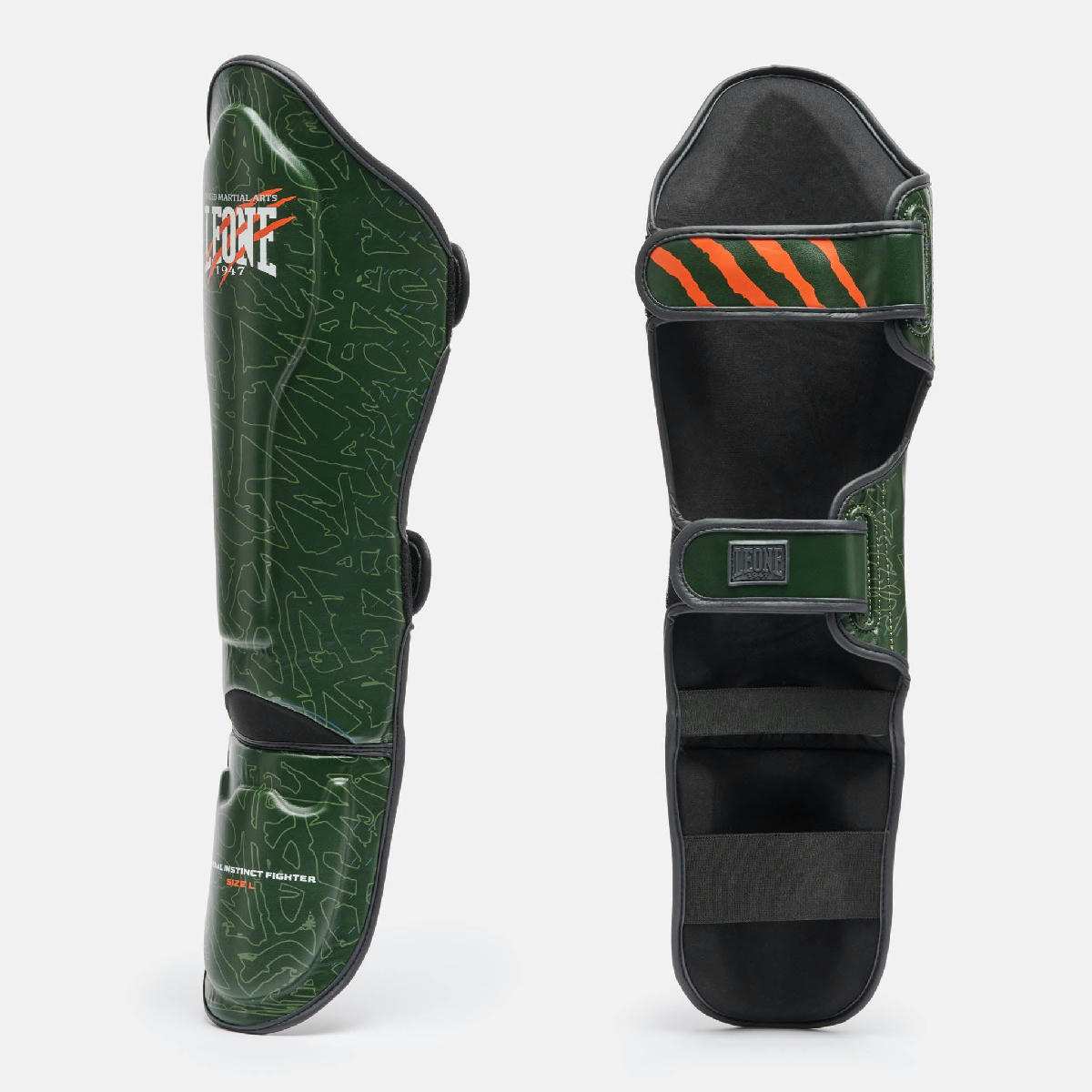 Leone 1947 Primal Instinct Shin Guards - Green преден и заден изглед