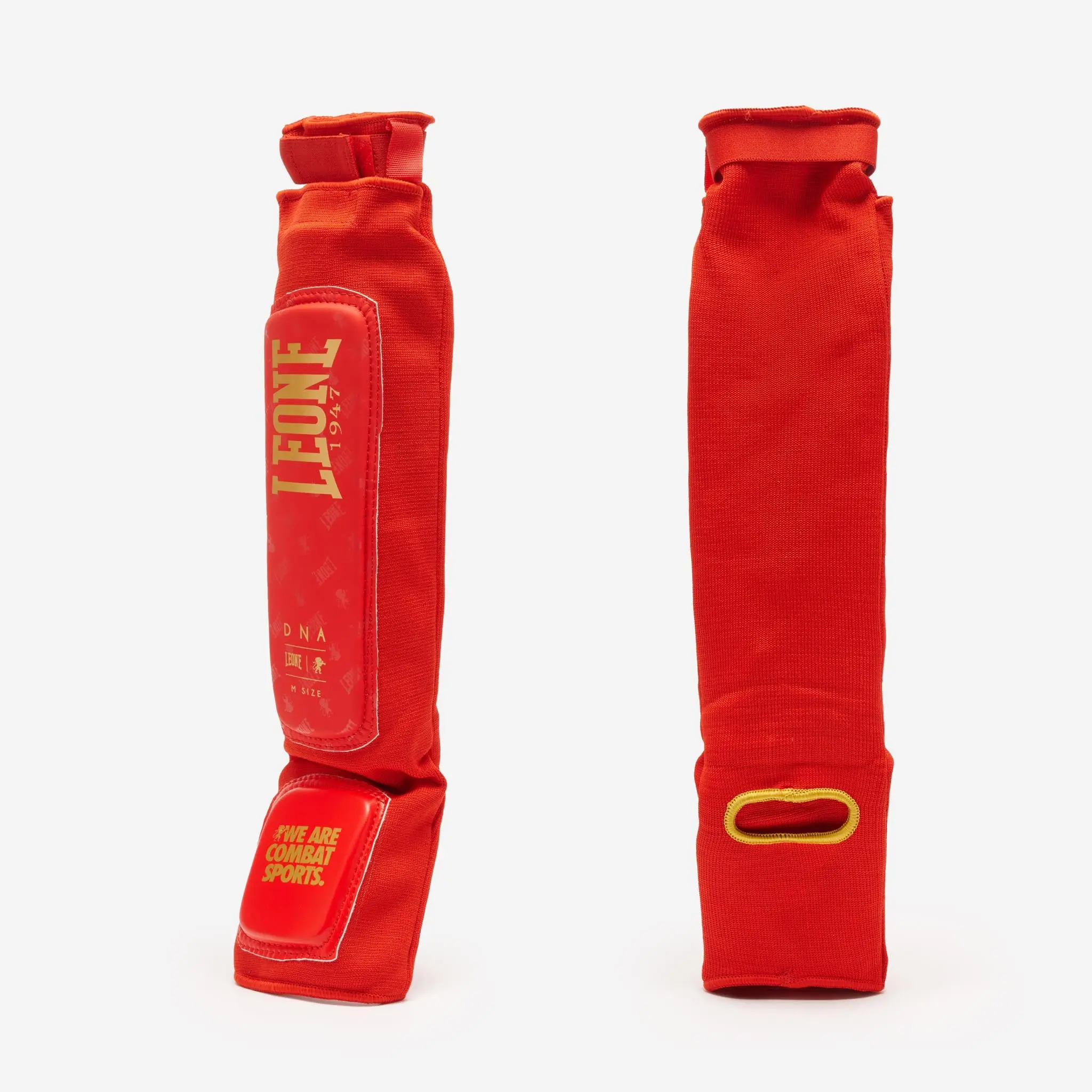 Leone - Протектори за крака -SHINGUARDS DNA PT123 - Red, преден изглед с детайли