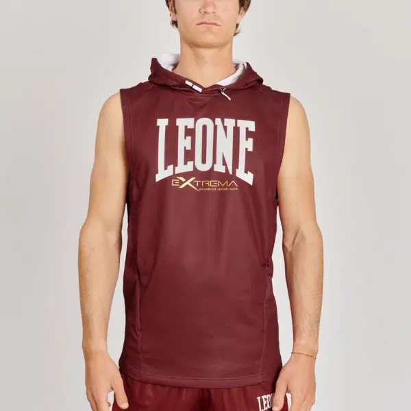 Leone 1947 LOGO hooded sleeveless sweatshirt - ABX110 - Bordeaux