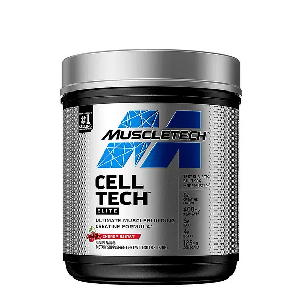 MuscleTech Cell Tech Elite MuscleTech 591 грама преден изглед на опаковката с вкус Cherry Burst