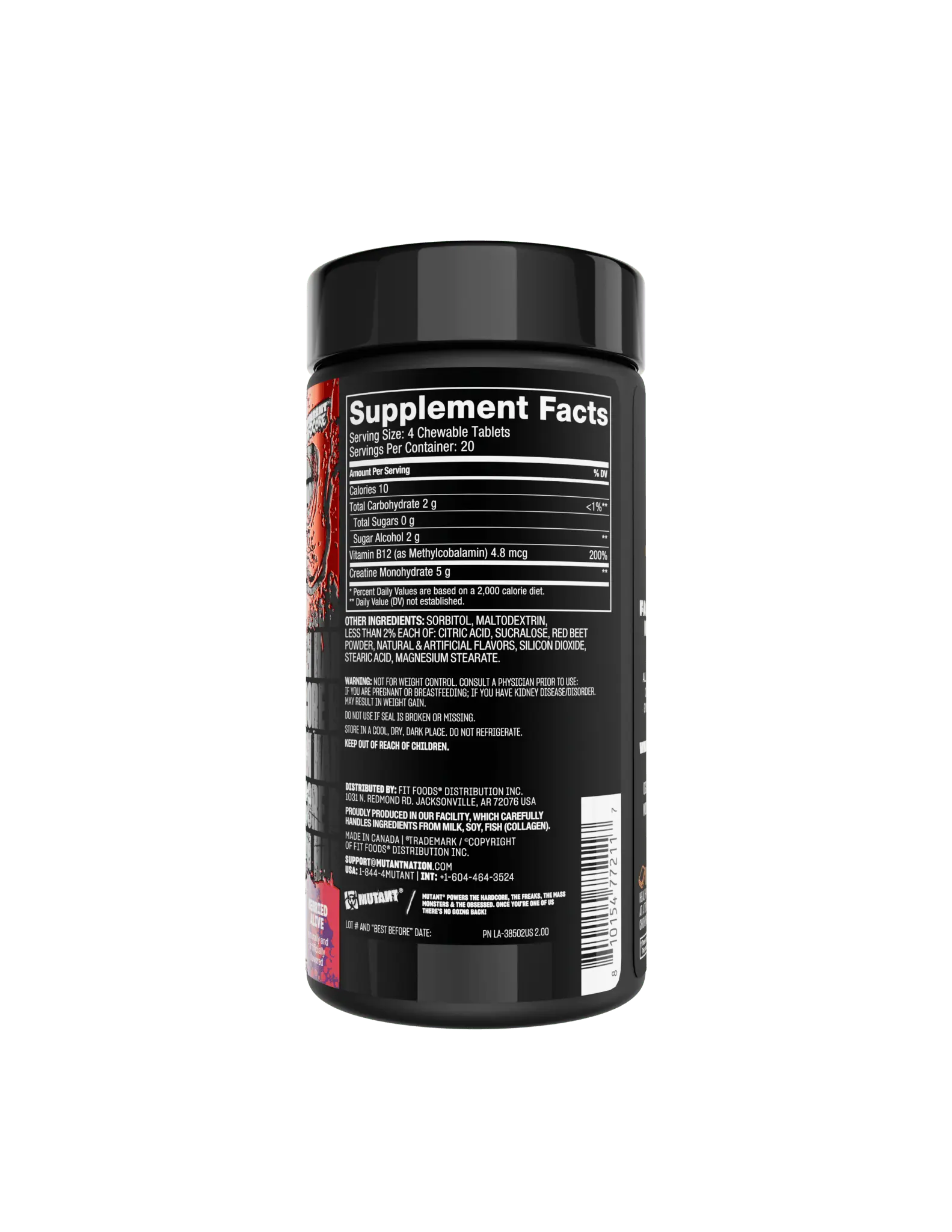 Mutant - Creatine BYTZ етикет с хранителна информация