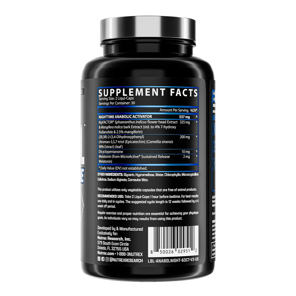 Nutrex Anabol Nighttime Nutrex хранителна таблица и препоръчителна употреба