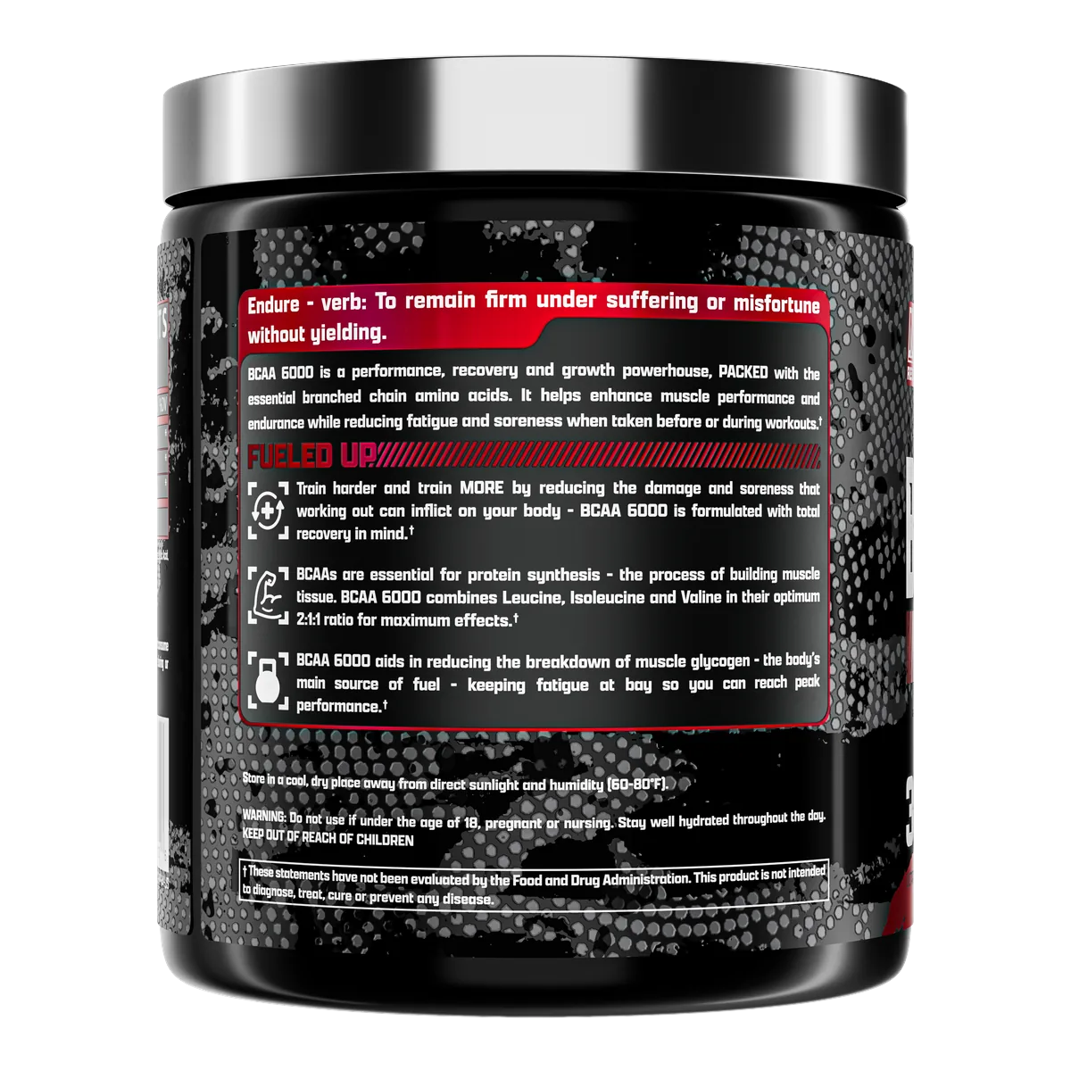 Nutrex BCAA 6000 Fruit Punch заден текст