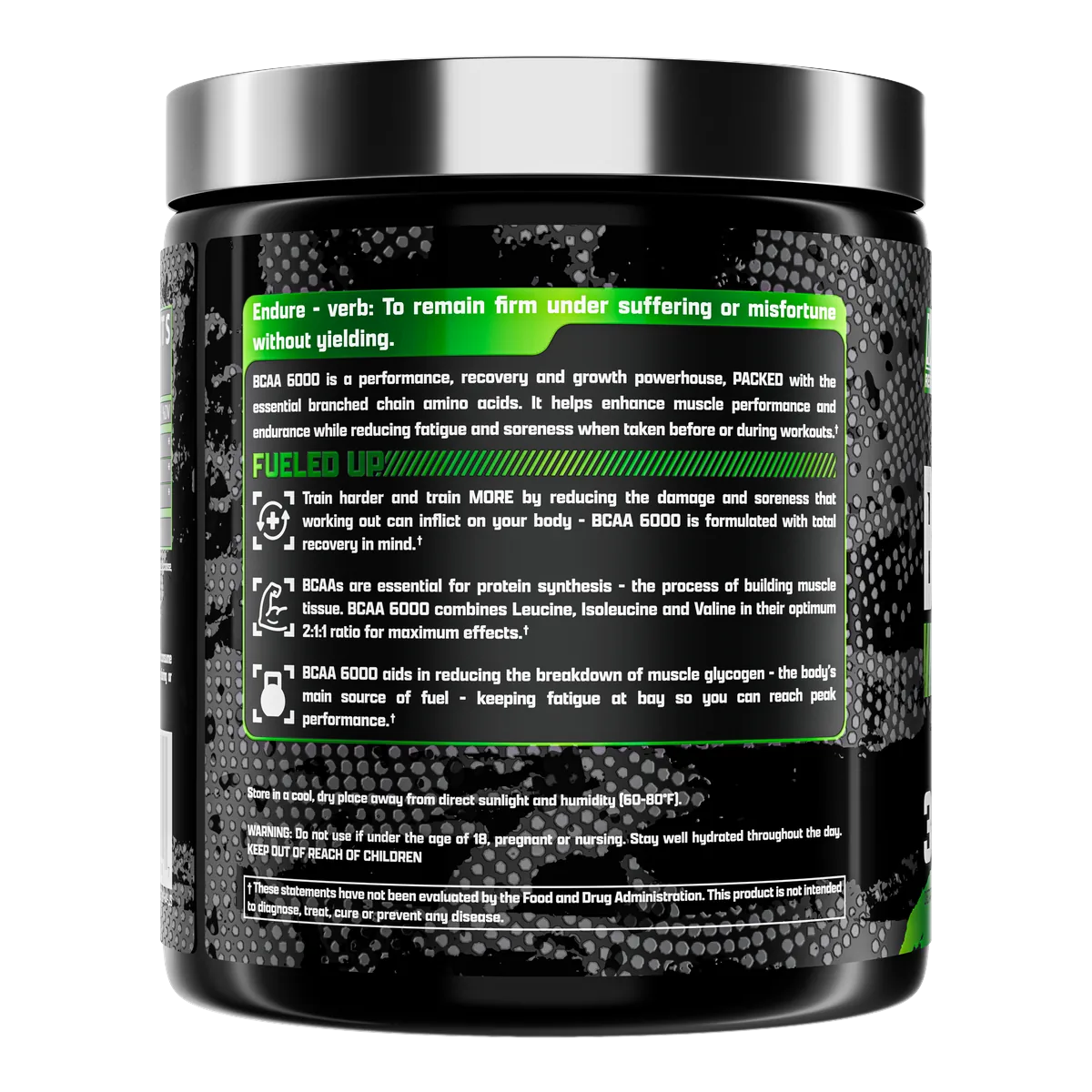 Nutrex BCAA 6000 Green Apple заден текст