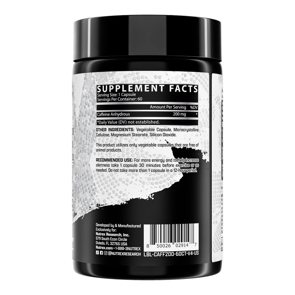 Nutrex Caffeine 200 Nutrex хранителна таблица и препоръки за употреба.
