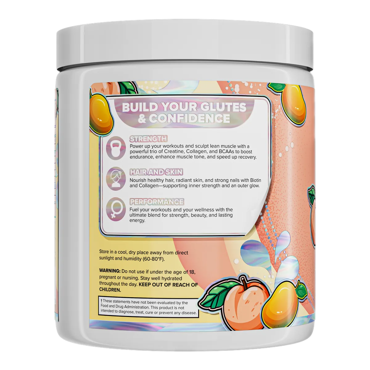 Creatine For Women Nutrex, преден изглед на прасковена опаковка с вкус Peach Mango