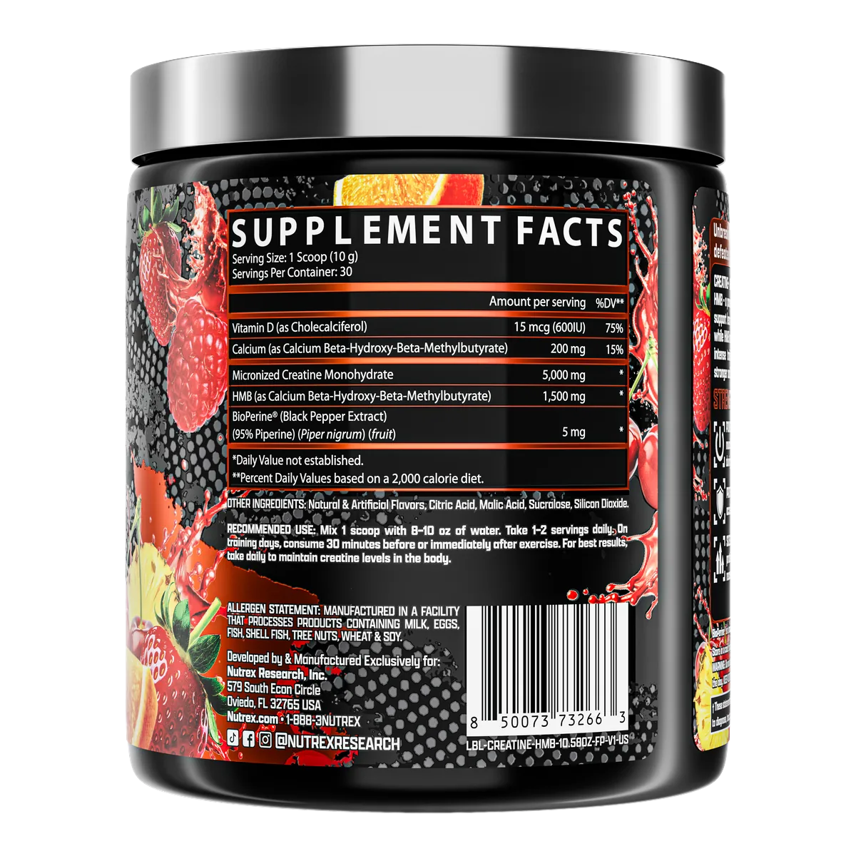 Nutrex Creatine+ HMB Fruit Punch таблица с хранителни факти