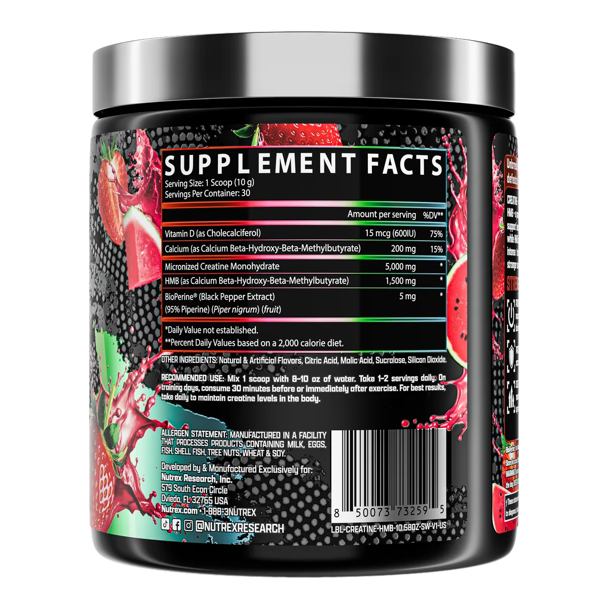 Nutrex Creatine+ HMB Strawberry Watermelon таблица с хранителни факти