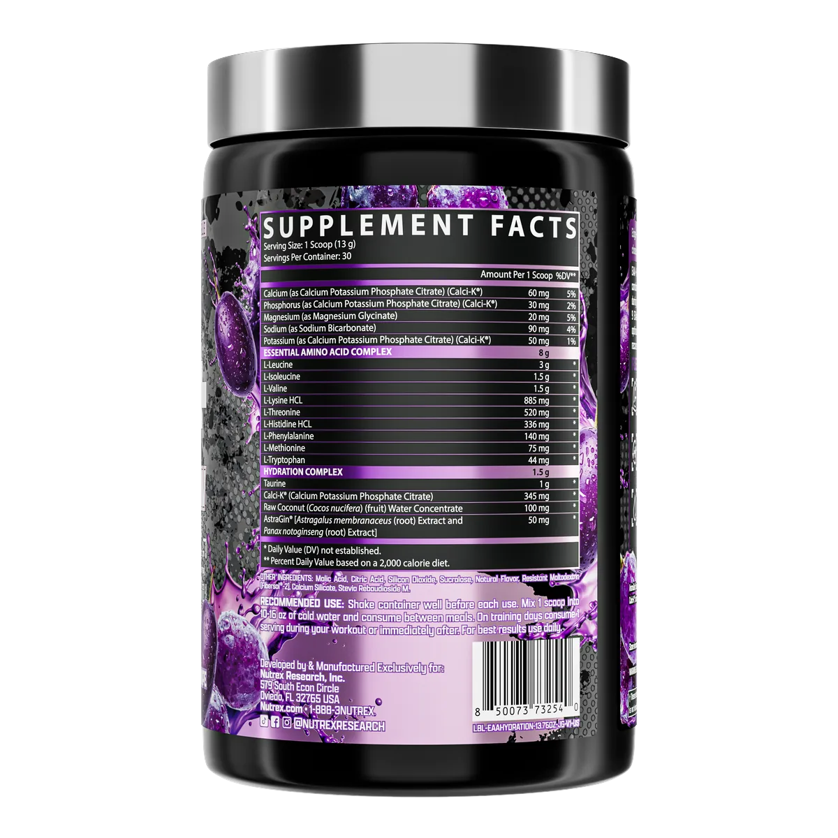 Nutrex EAA+ Hydration Juicy Grape хранителна таблица