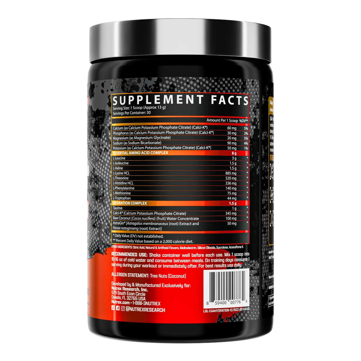 Nutrex EAA+ Hydration преден изглед на опаковката
