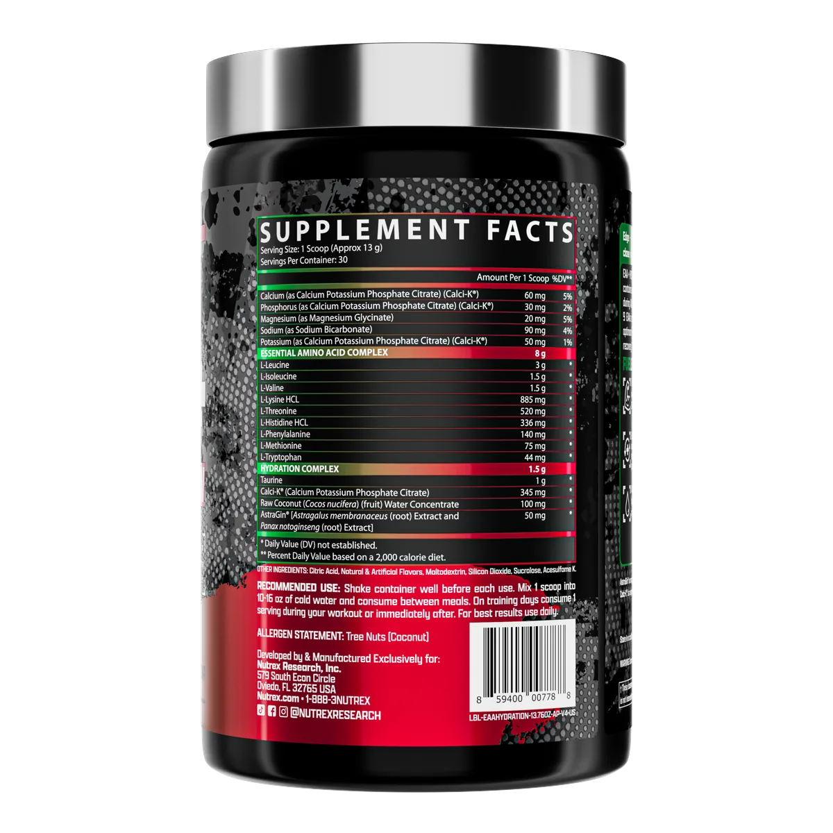 Nutrex EAA+ Hydration преден изглед на опаковката