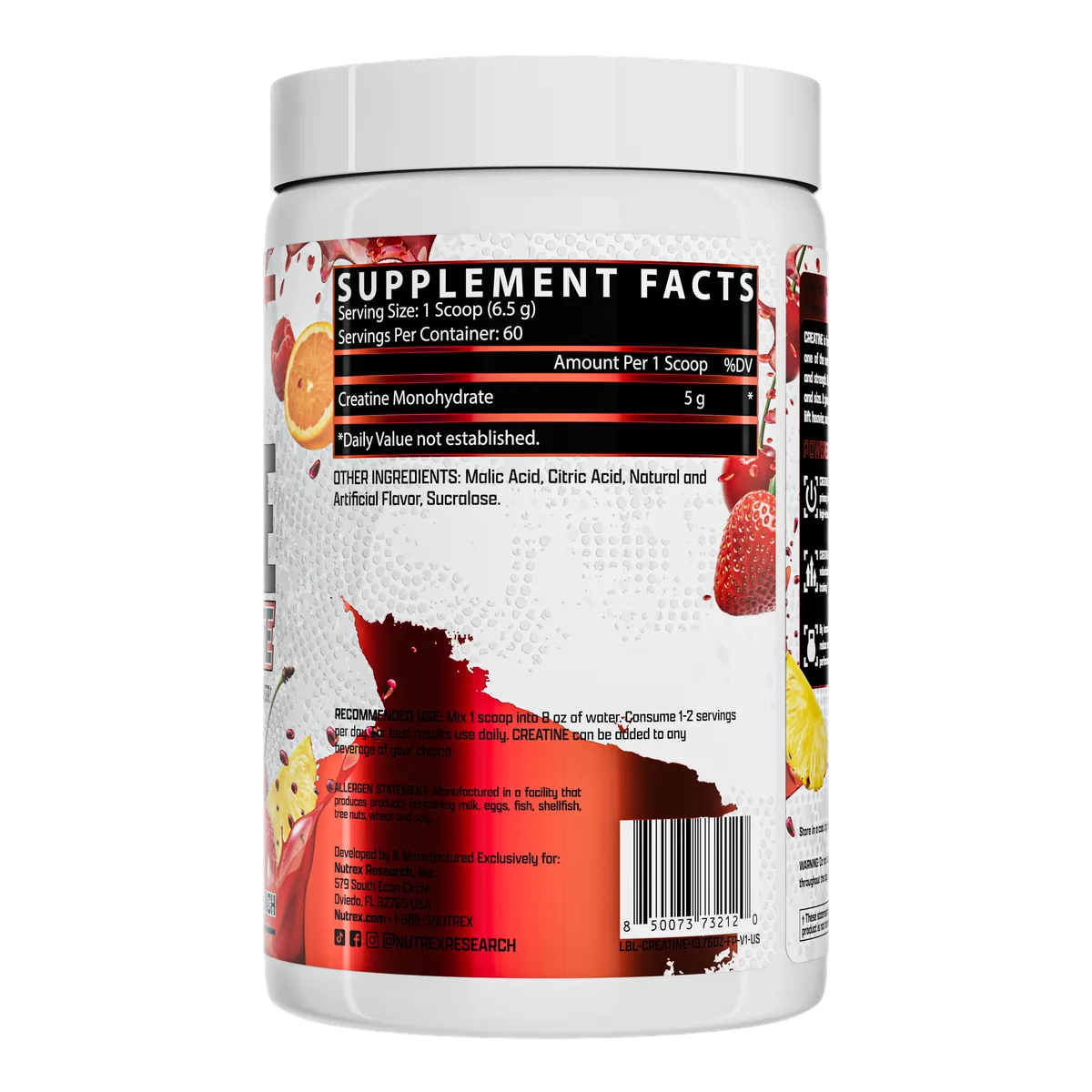 Flavored Creatine 300 G Nutrex Fruit Punch вкус хранителна таблица
