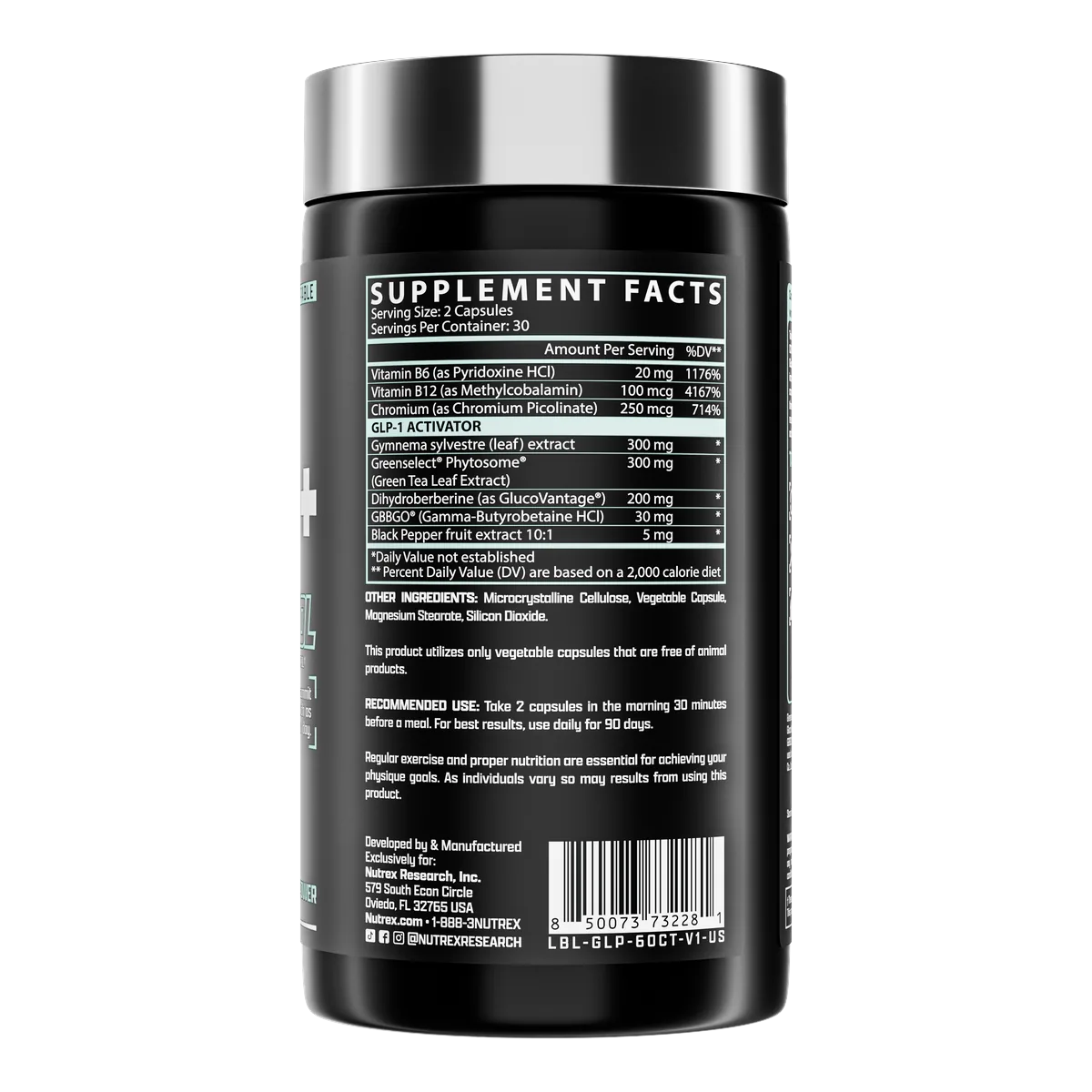 GLP1+ Control Nutrex етикет с хранителна информация