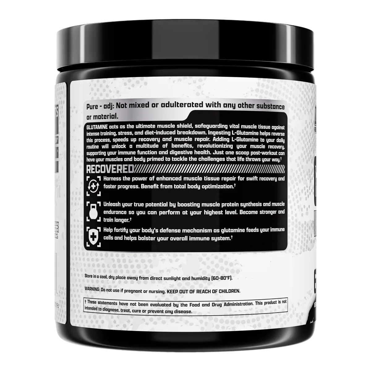 Nutrex Glutamine Pure заден изглед на опаковка 300 g