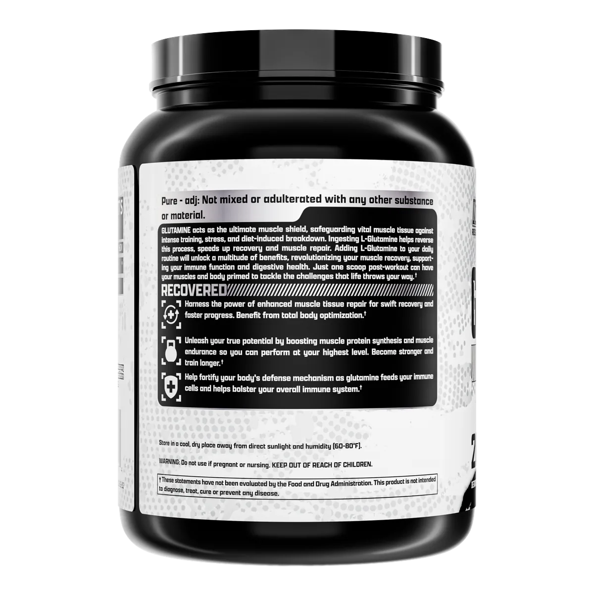 Nutrex Glutamine Pure заден изглед на опаковка 1000 g