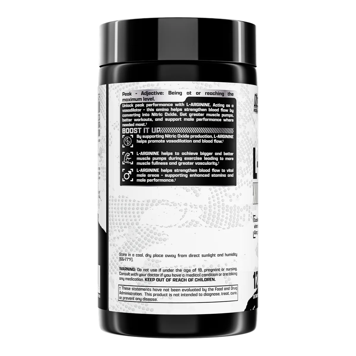 L-Arginine 1000 Nutrex 120 капсули заден изглед с информация за продукта