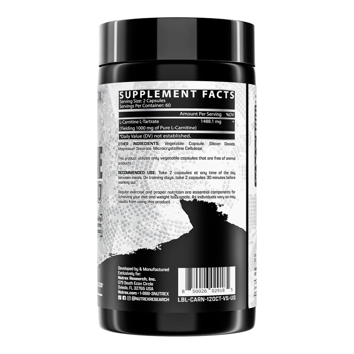 Nutrex L-Carnitine 1000 хранителна таблица