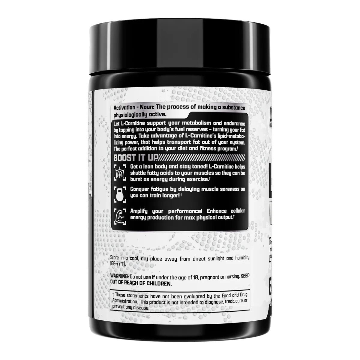 Nutrex L-Carnitine 1000 заден етикет с информация за 60 капсули