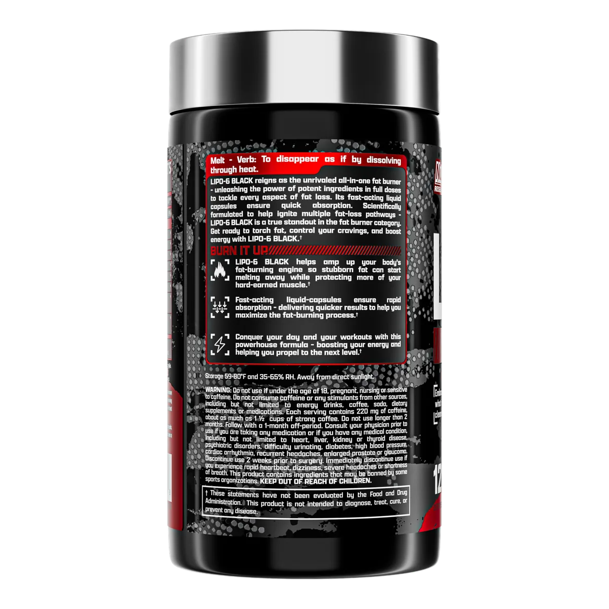 Nutrex Термогенен Фет Бърнър Lipo 6 Black Nutrex 120 капсули детайл на етикета