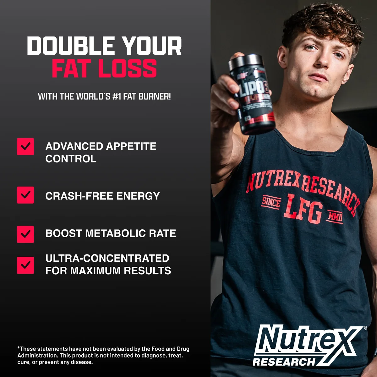 Nutrex Lipo-6 Black Ultra Concentrate 60 капсули и мотивиращ мъж