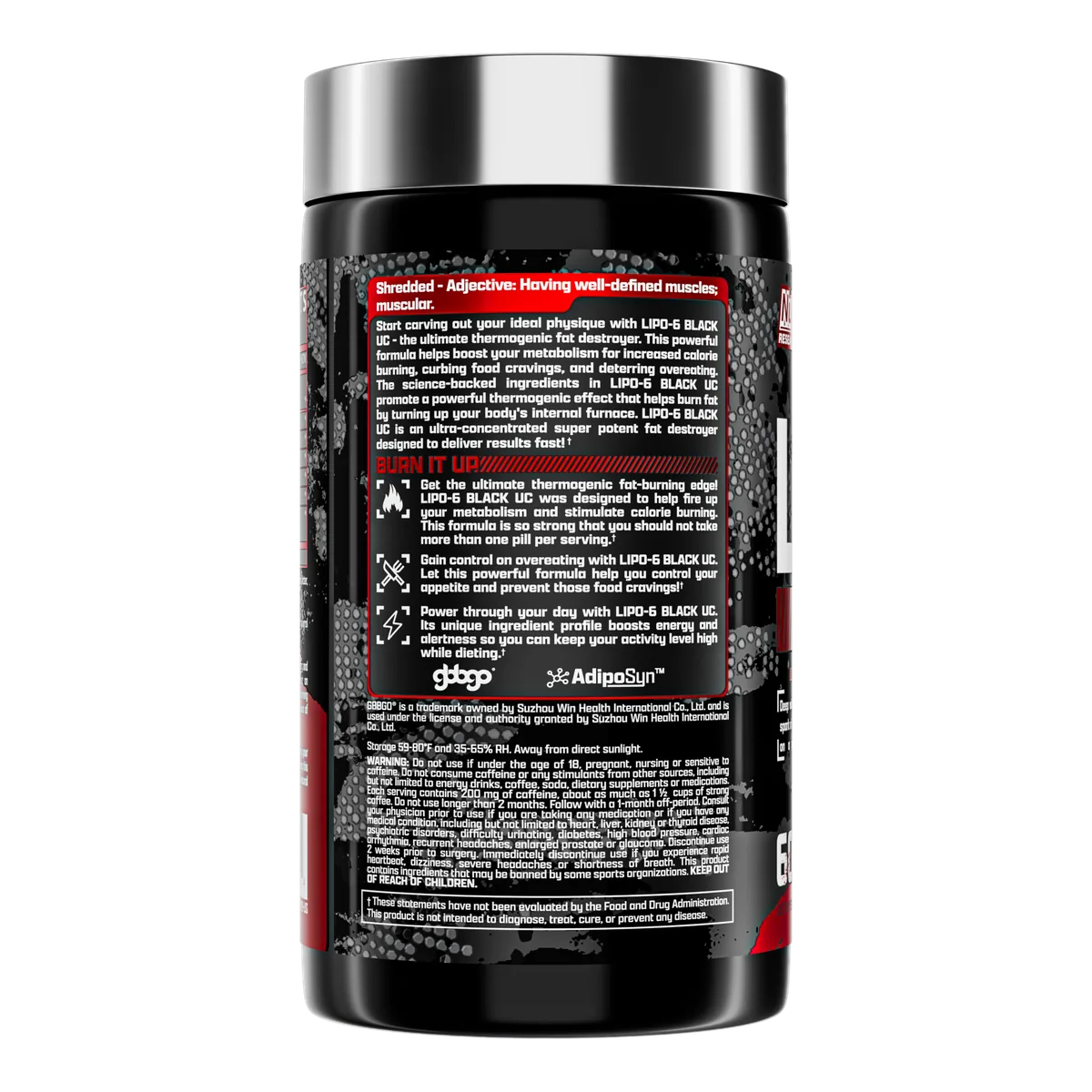 Lipo-6 Black Ultra Concentrate Nutrex 60 капсули задна страна на етикета