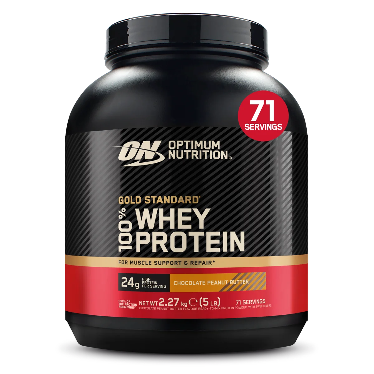 Optimum Nutrition Whey Gold Standard 2.27kg опаковка шоколад с фъстъчено масло